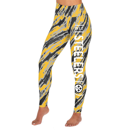 Zubaz NFL Women's Pittsburgh Steelers Diagonal Streak Leggings