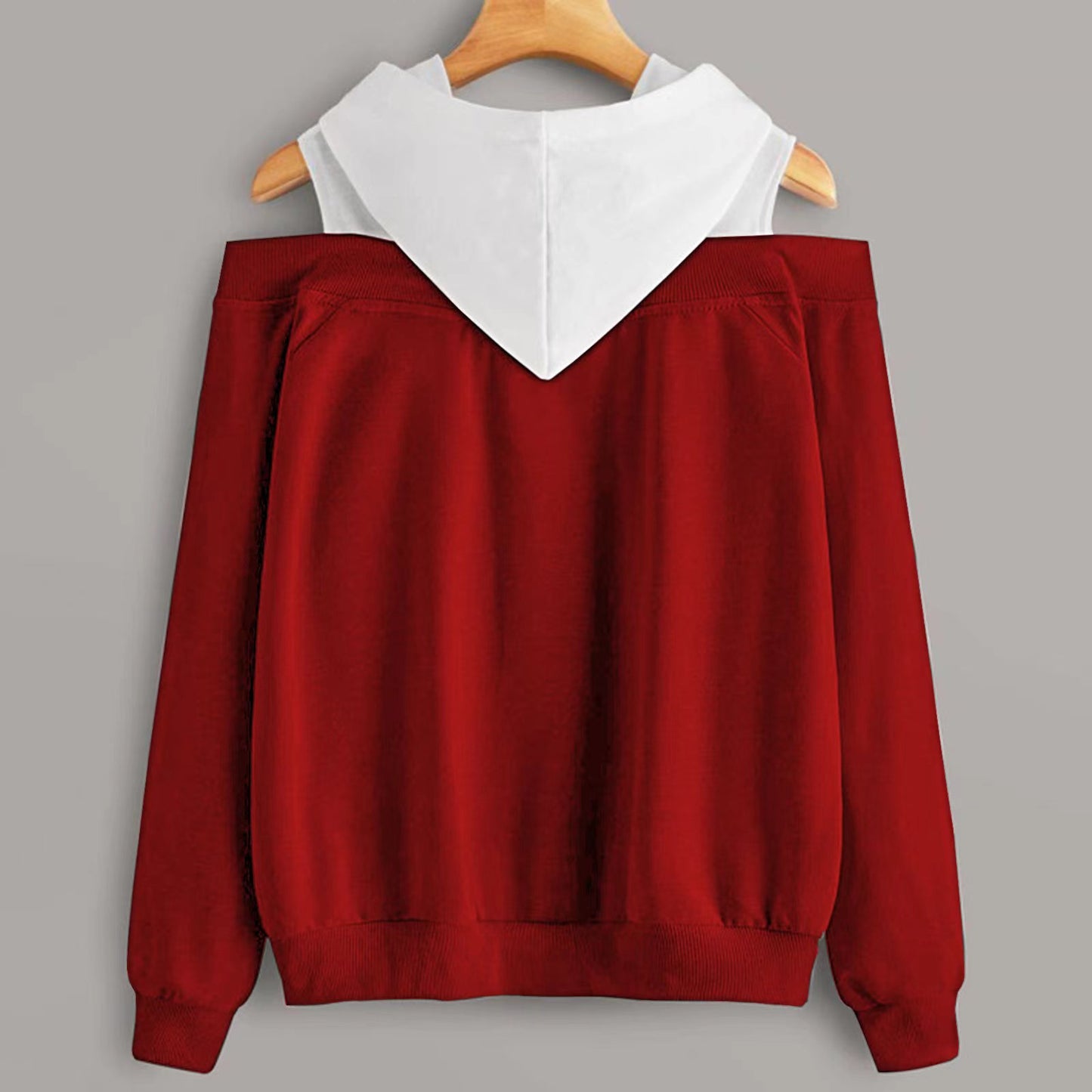 2 In 1 Colorblock Cold Shoulder Hoodie