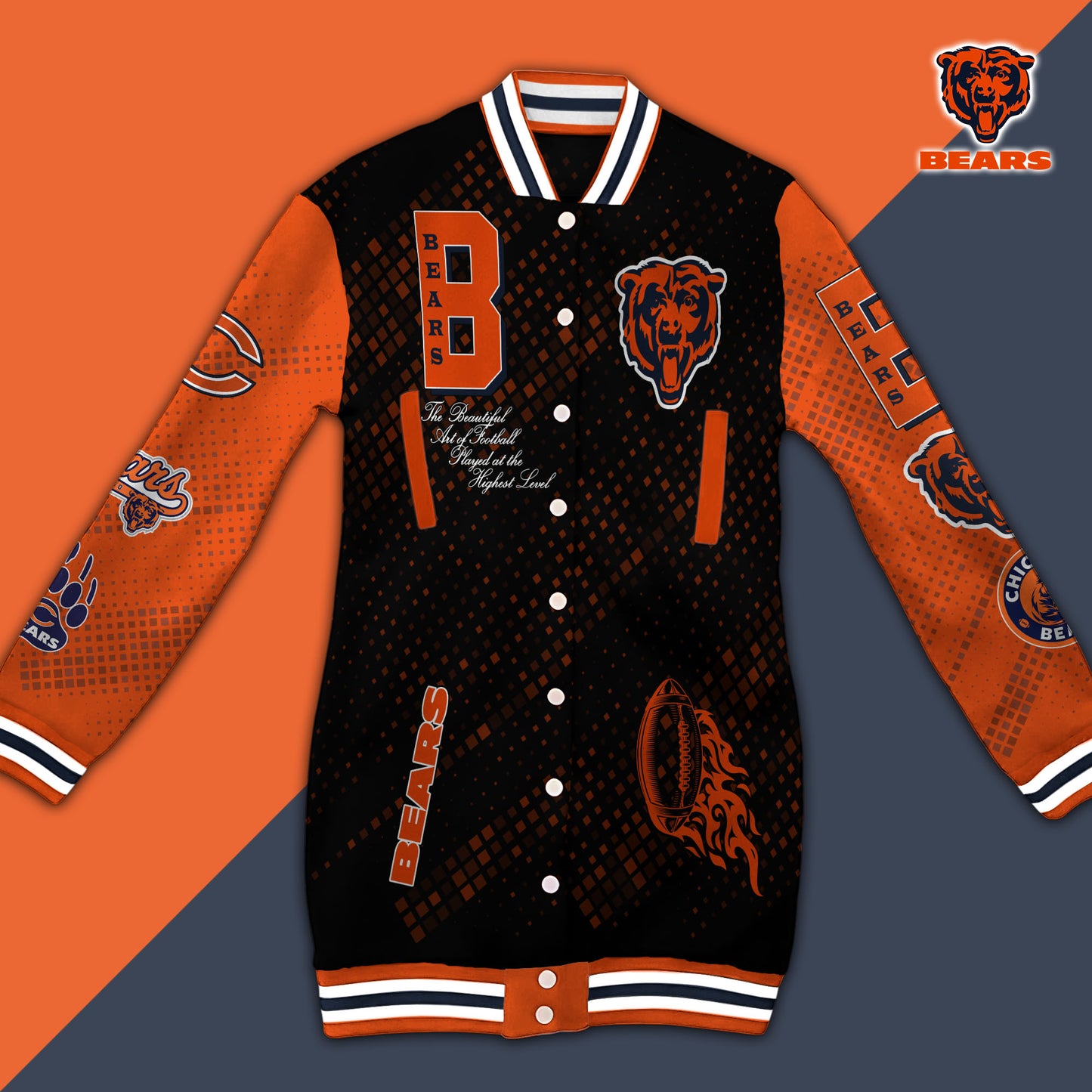 Chicago Bears Limited Edition Button Down Long Sleeve Jacket Dress