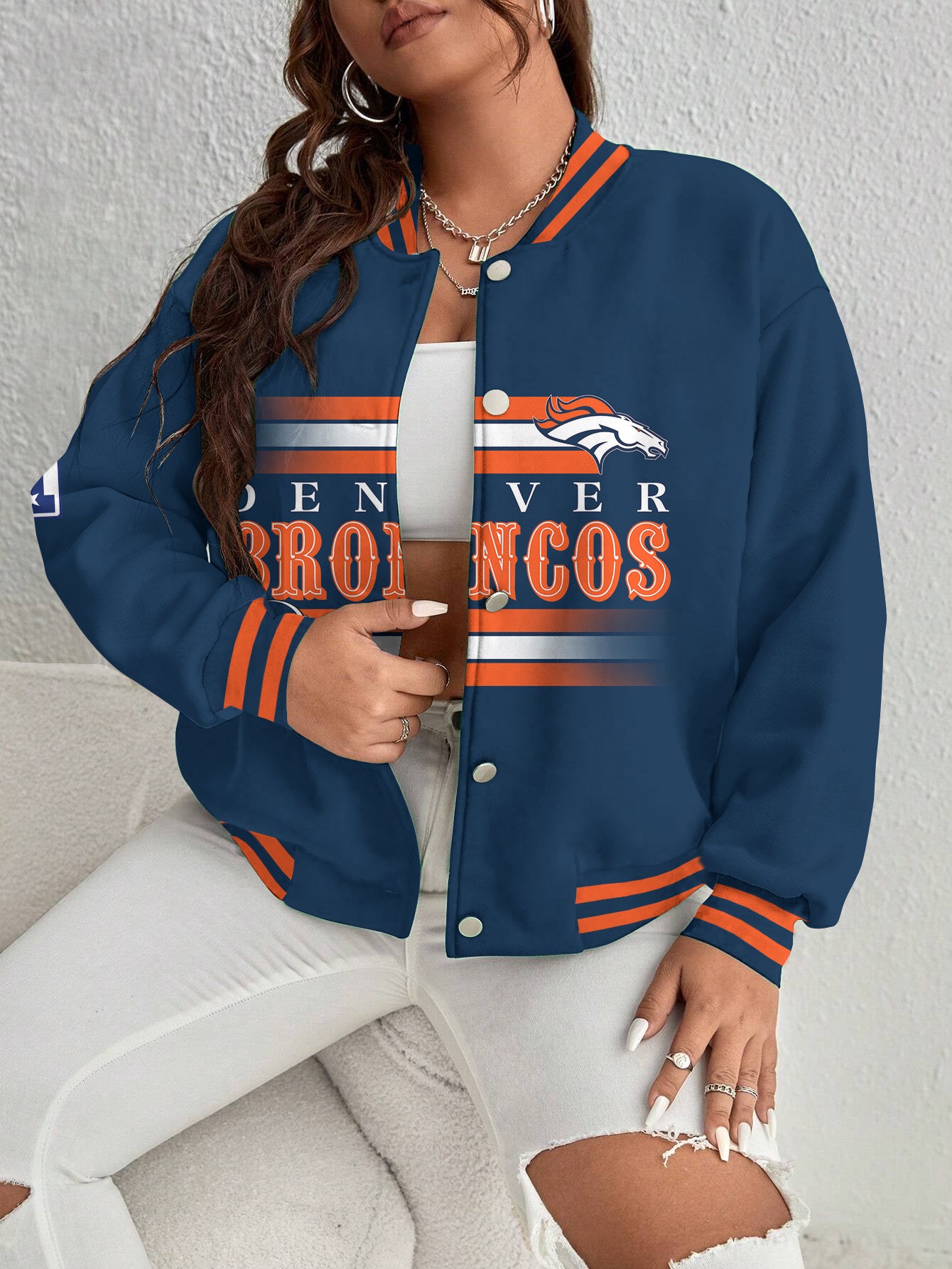 Denver Broncos Women's Long Pass Full- Snap Casual Jacket