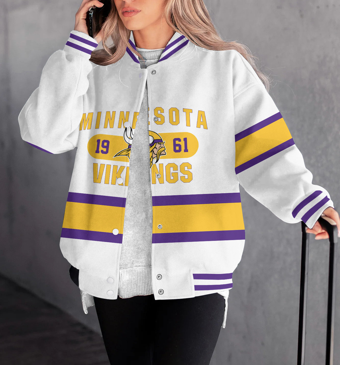 Minnesota Vikings Women's Long Pass Full- Snap Casual Jacket