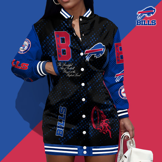 Buffalo Bills Limited Edition Button Down Long Sleeve Jacket Dress