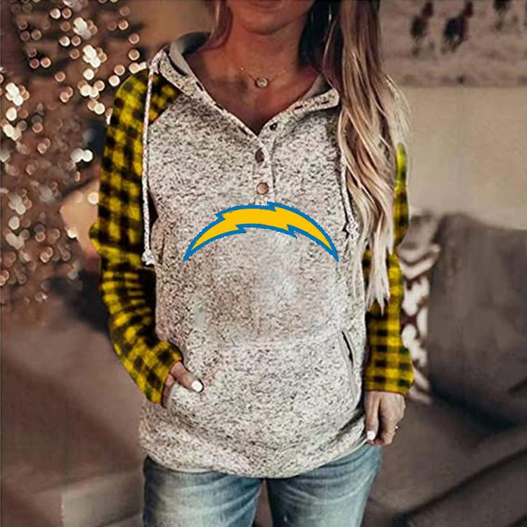 casual loose stitched print Hoodie