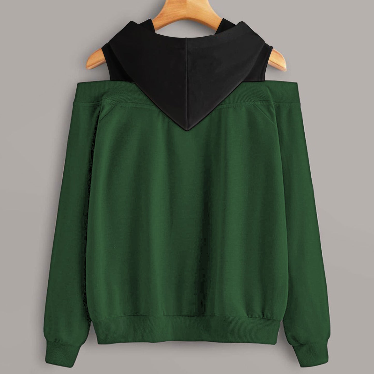 2 In 1 Colorblock Cold Shoulder Hoodie