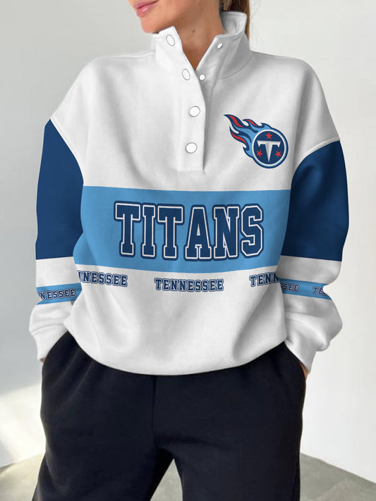 Tennessee Titans  2025 New Design Casual Snap  Mockneck Pullover