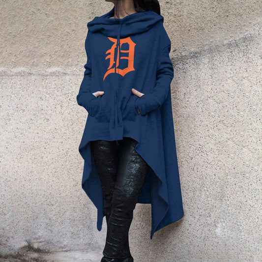 Fashionable Print Irregular Long Sleeve Sweatshirt