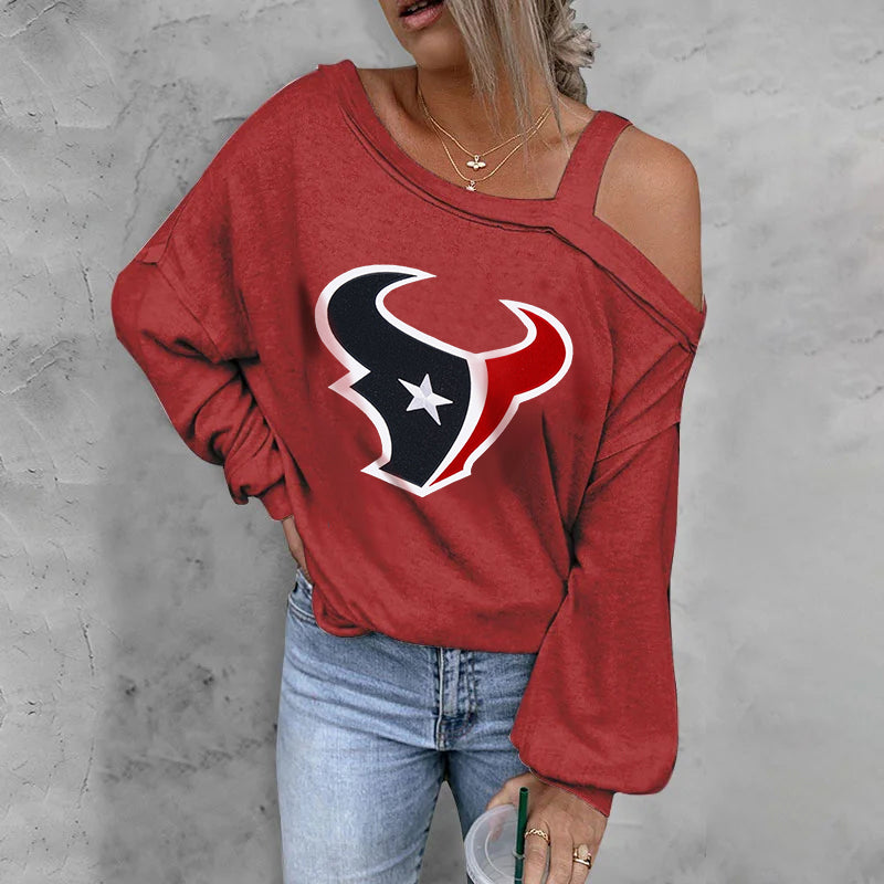 ASYMMETRICAL NECK SHIFT CASUAL LONG SLEEVE TOP