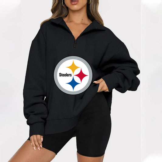 New Ladies Sports Leisure Lapel Zipper Sweatshirt