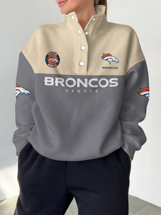 Denver Broncos 2025 New Design Casual Snap  Mockneck Pullover