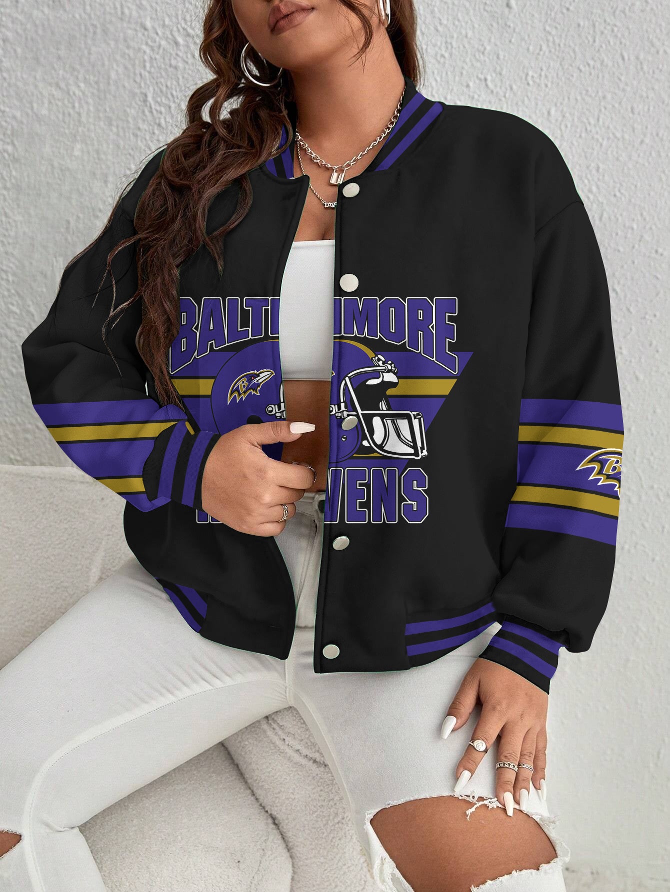 Baltimore Ravens Women's Long Pass Full- Snap Casual Jacket