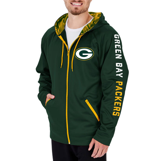 Zubaz Men's NFL Green Bay Packers Full Zip Camo Hoodie