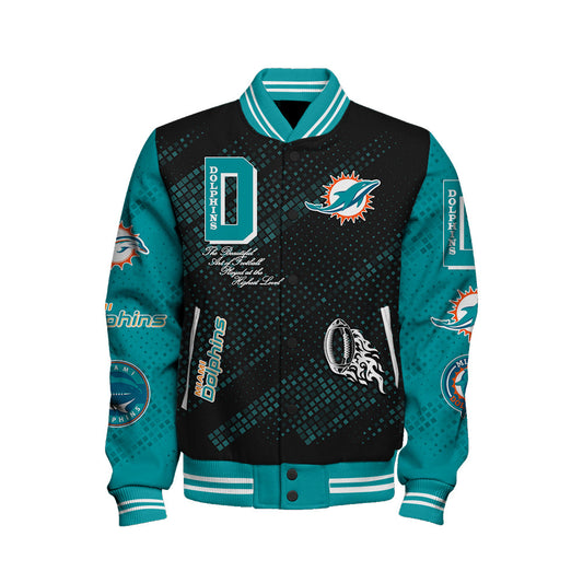 Miami Dolphins National Football League Pattern Varsity Jacket V13