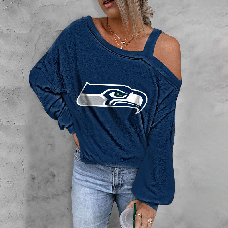 ASYMMETRICAL NECK SHIFT CASUAL LONG SLEEVE TOP