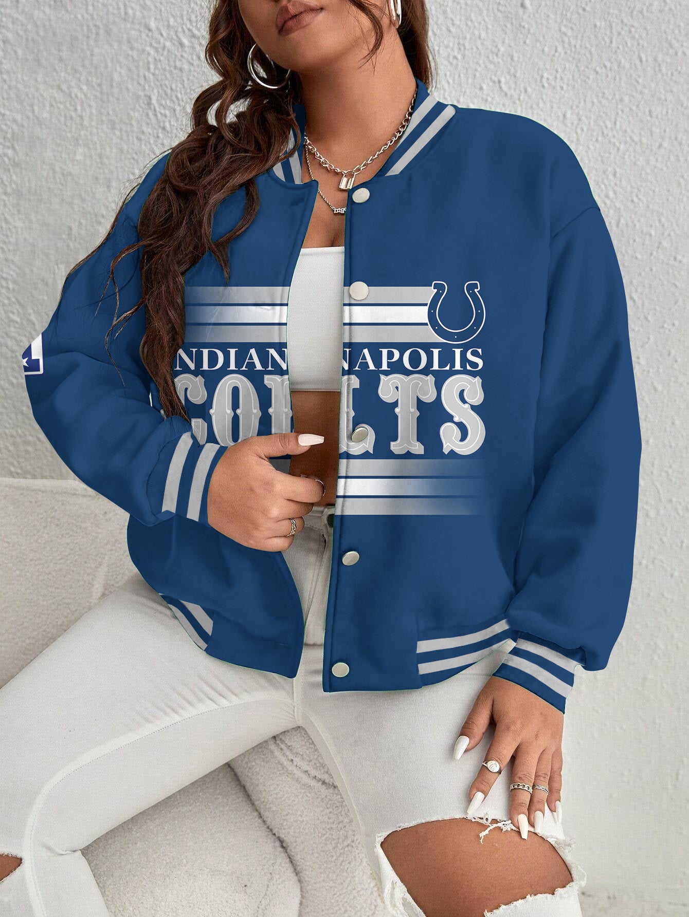 Indianapolis Colts Women's Long Pass Full- Snap Casual Jacket