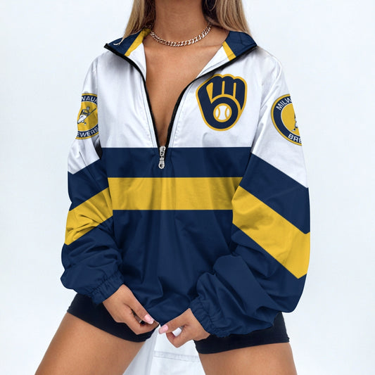 Women's Baseball Print V Neck Zipper Sweatshirt Jacket