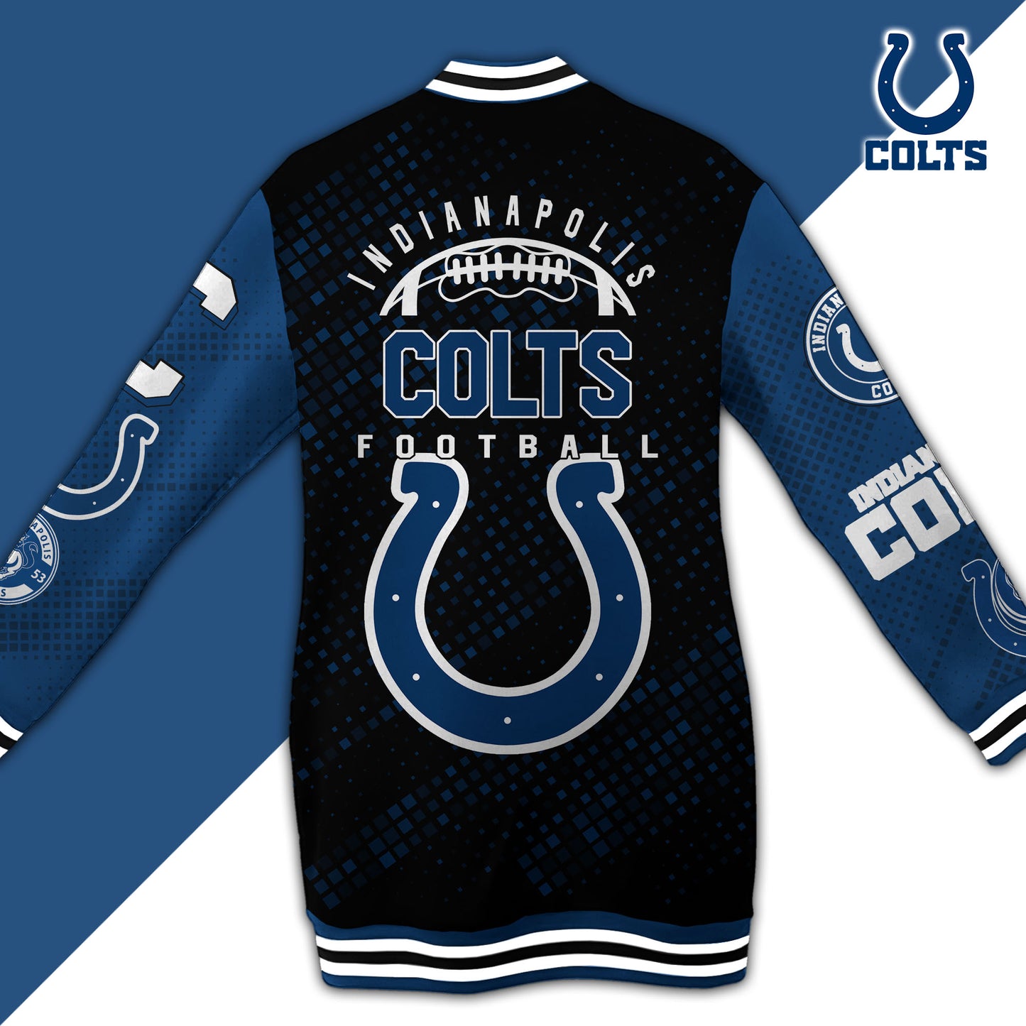 Indianapolis Colts Limited Edition Button Down Long Sleeve Jacket Dress