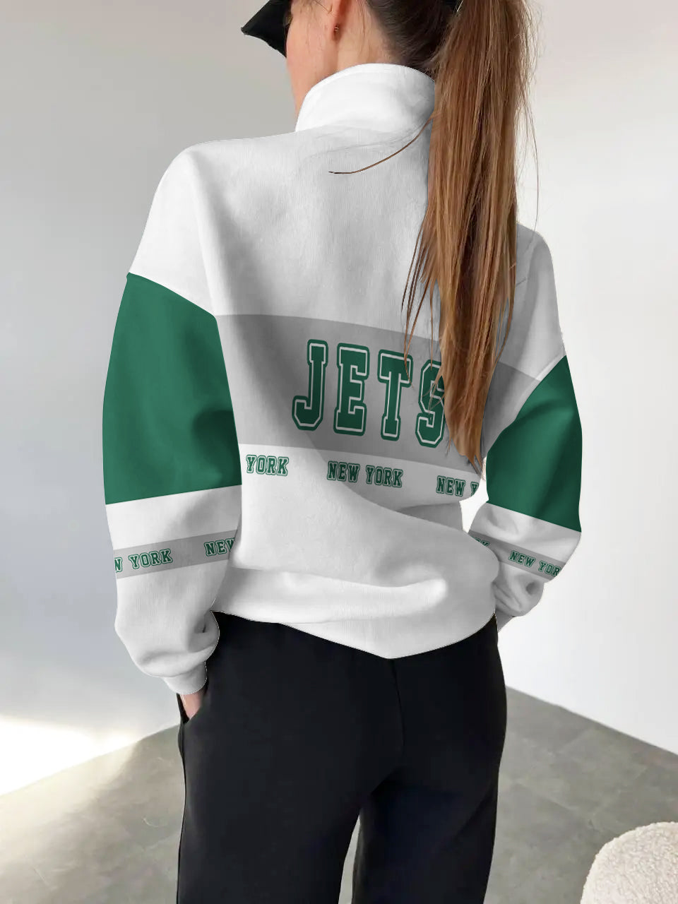 New York Jets  2025 New Design Casual Snap  Mockneck Pullover