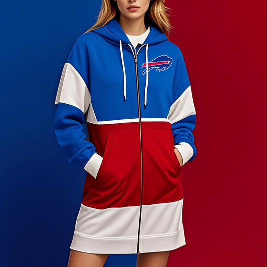 Fashion Color Matching Full-Zip Hoodie