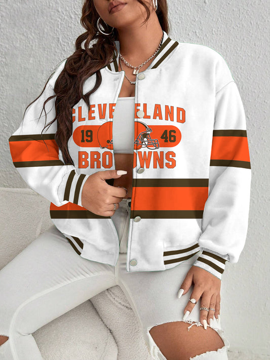 Cleveland Browns Women's Long Pass Full- Snap Casual Jacket