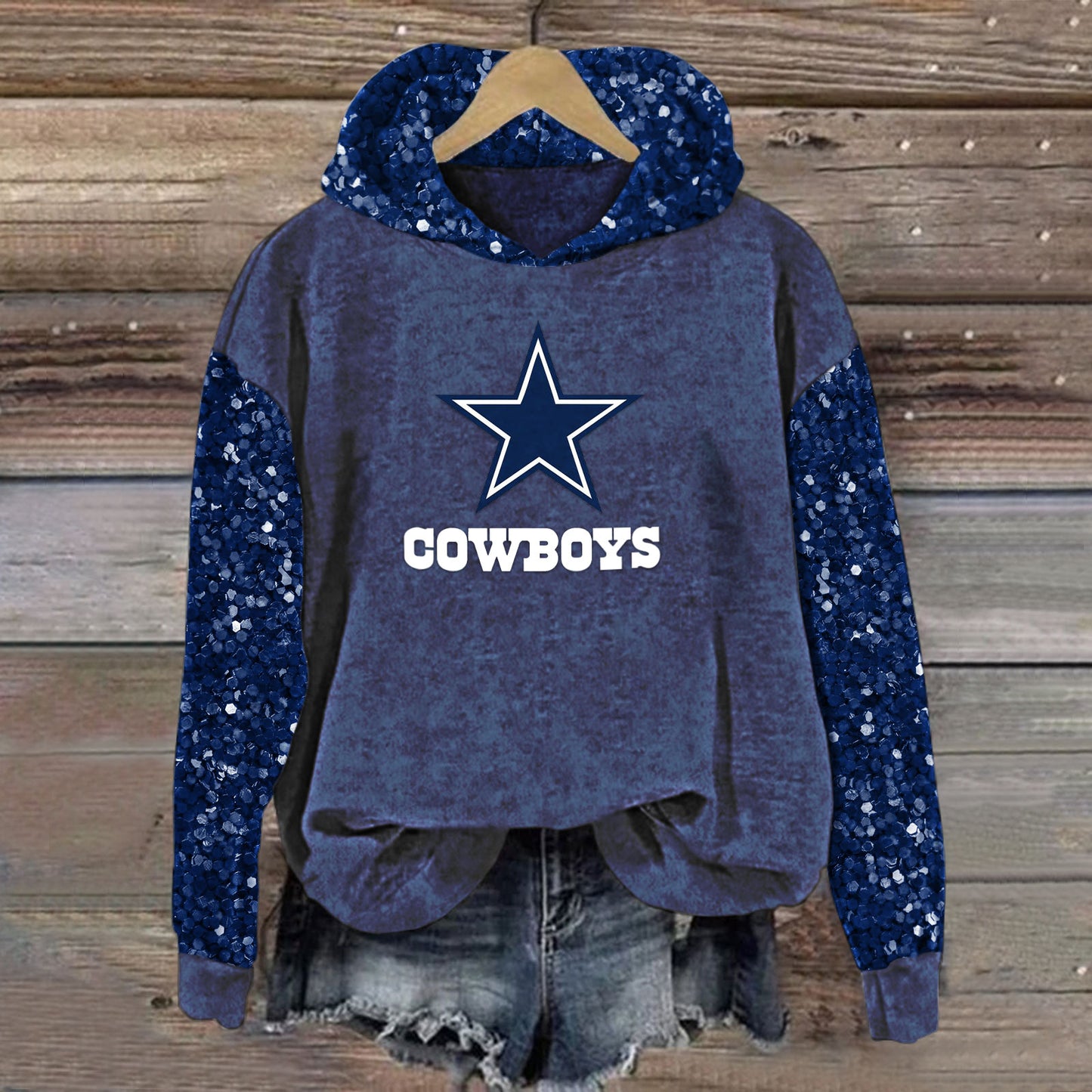 Sequined Sleeves Vintage Hoodie