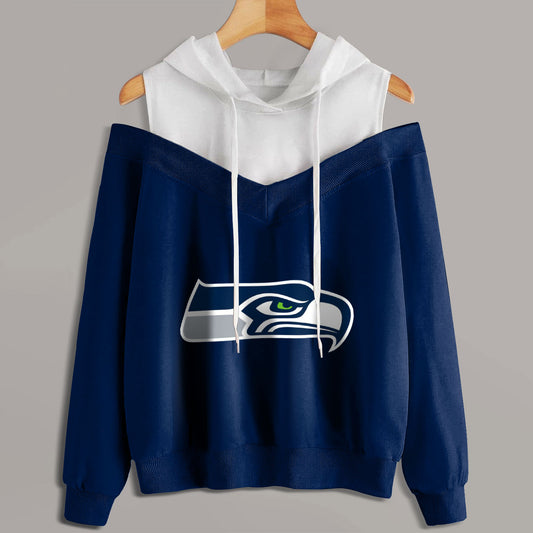 2 In 1 Colorblock Cold Shoulder Hoodie