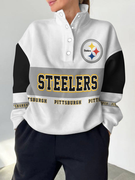 Pittsburgh Steelers  2025 New Design Casual Snap  Mockneck Pullover