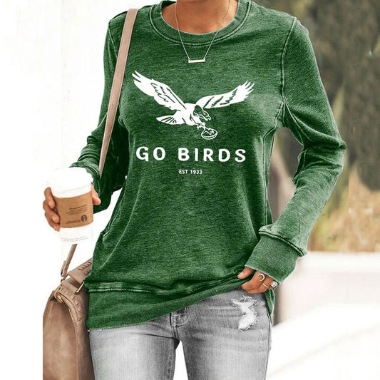 Women's Go Birds Philadelphia Football Print Casual Sweatshirt