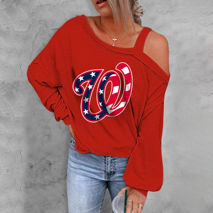 ASYMMETRICAL NECK SHIFT CASUAL LONG SLEEVE TOP