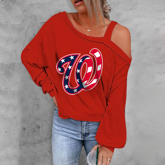 ASYMMETRICAL NECK SHIFT CASUAL LONG SLEEVE TOP