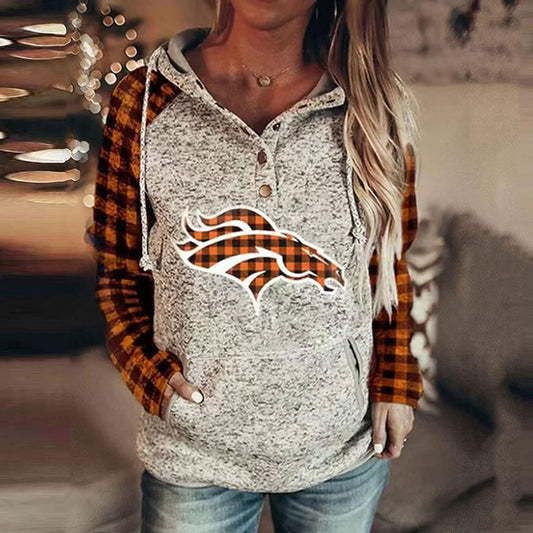 Denver Broncos Fashion Printed Patchwork Hoodie