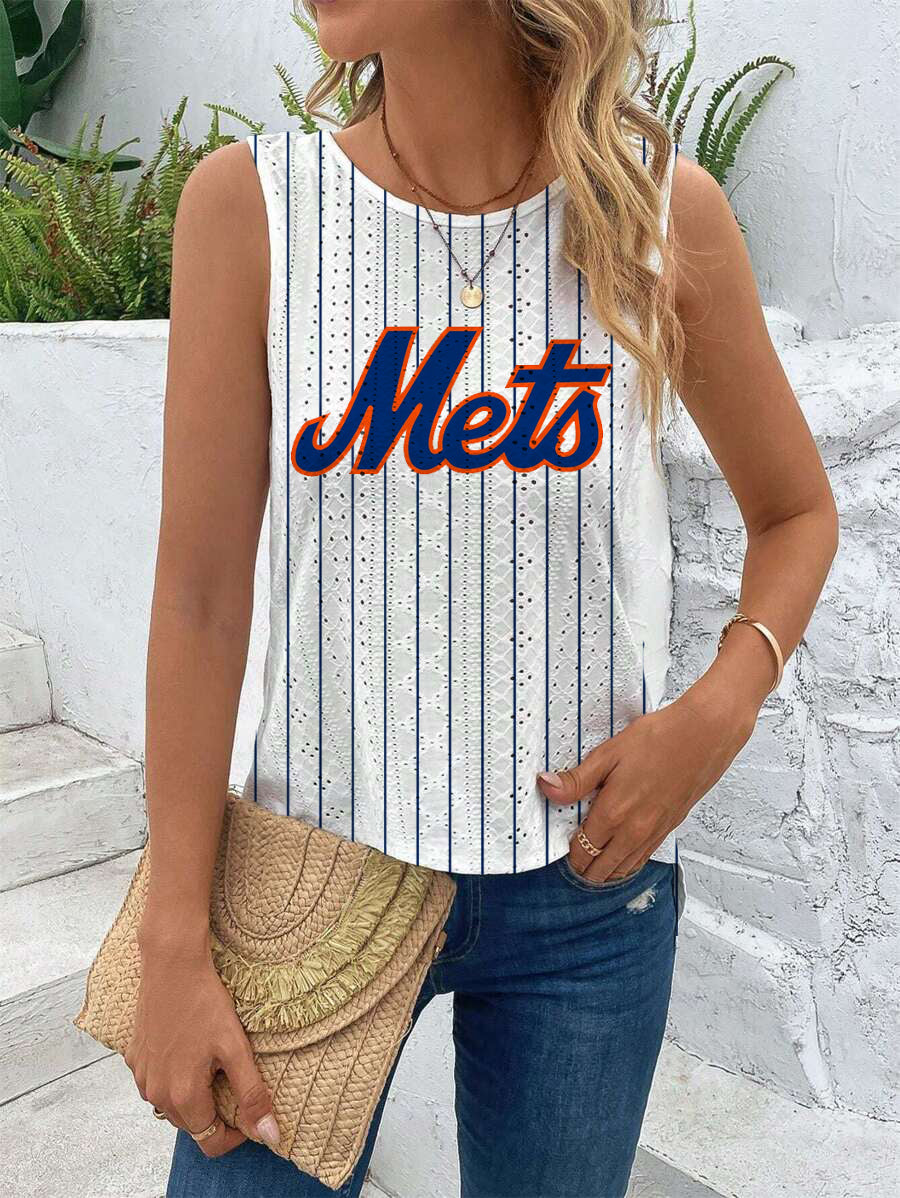 Mets Cut Out Wrap Cross Wrap Back Asymmetrical Beach Tank Top