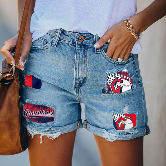 Guardians Distressed Cutoff Denim Shorts - Women