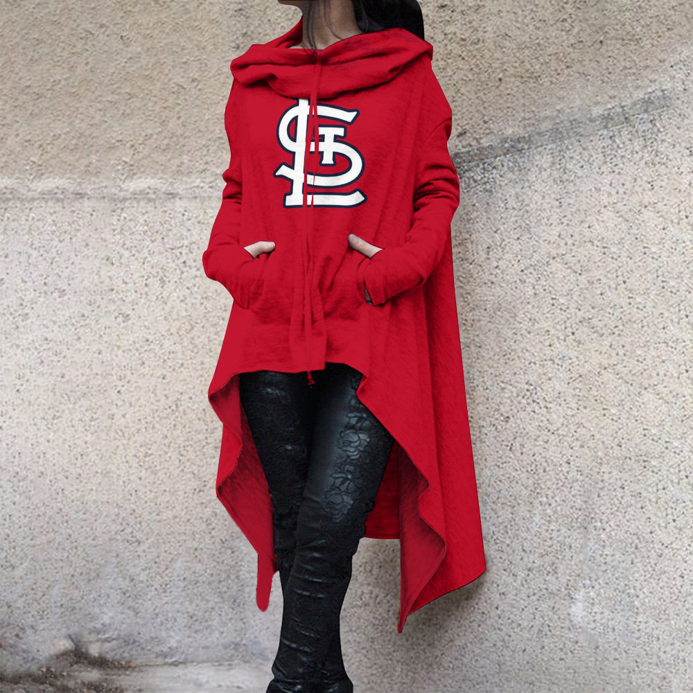 Fashionable Print Irregular Long Sleeve Sweatshirt