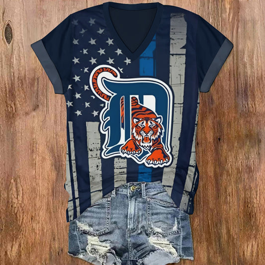 Summer Women's Solid Color V-Neck Short Sleeve T-Shirt