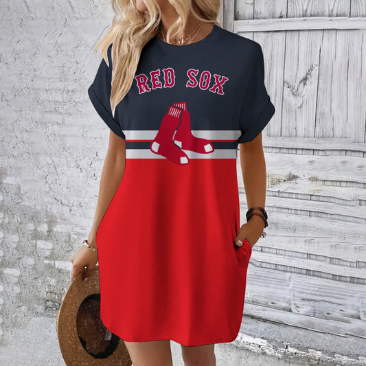 Boston Red Sox Hidden Pocket Short Sleeve Tee Dress