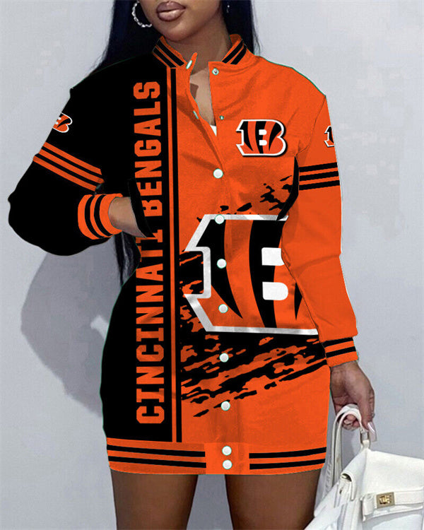 Cincinnati Bengals
Limited Edition Button Down Long Sleeve Jacket Dress