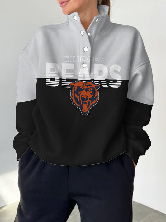 Chicago Bears 2025 New Design Casual Snap  Mockneck Pullover