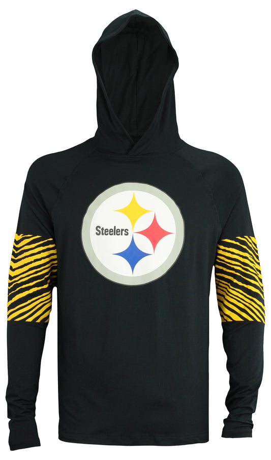 Zubaz NFL Men's Pittsburgh Steelers Zebra Print Primary Logo Lightweight Hoodie