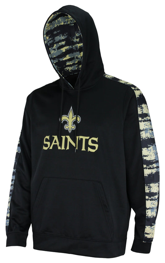 Zubaz NFL Men's New Orleans Saints Performance Hoodie w/ Oxide Sleeves  Size LARGE