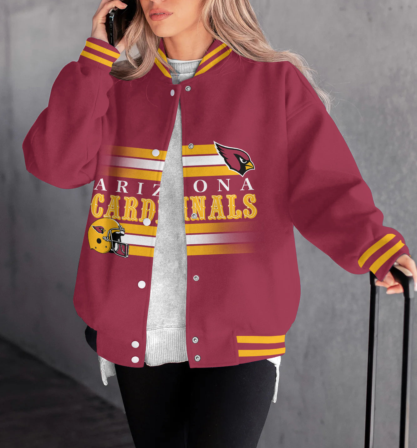 Arizona Cardinals Women's Long Pass Full- Snap Casual Jacket