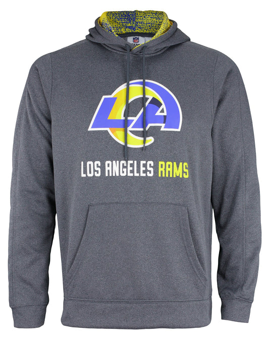 Zubaz NFL Men's Los Angeles Rams Performance Fleece Hoodie, Heather Grey