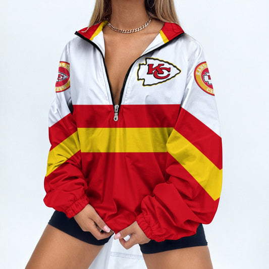 Women's Print V Neck Zipper Sweatshirt Jacket