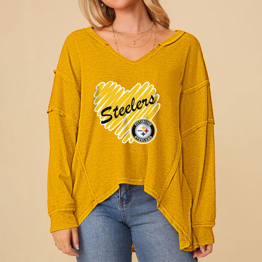 High Low V-Neck Oversized Top