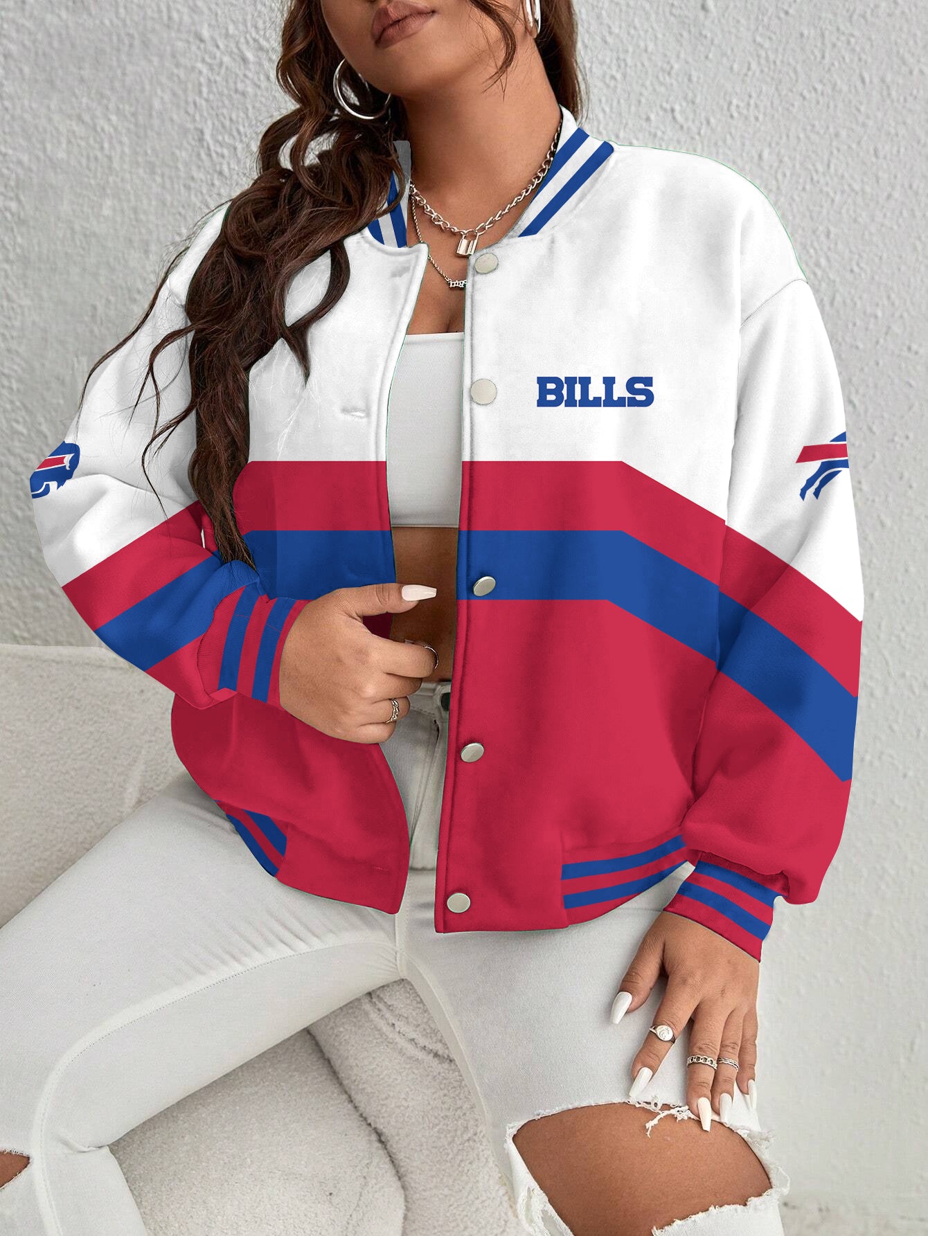 Buffalo Bills Women's Long Pass Full- Snap Casual Jacket