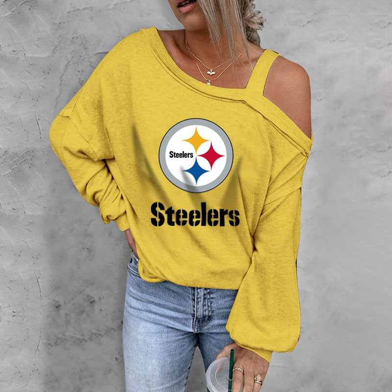 ASYMMETRICAL NECK SHIFT CASUAL LONG SLEEVE TOP