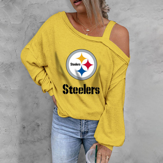 ASYMMETRICAL NECK SHIFT CASUAL LONG SLEEVE TOP