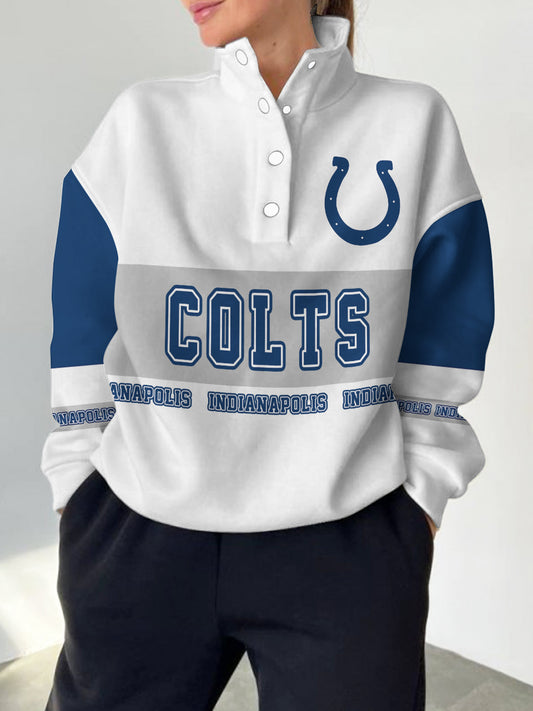 Indianapolis Colts  2025 New Design Casual Snap  Mockneck Pullover