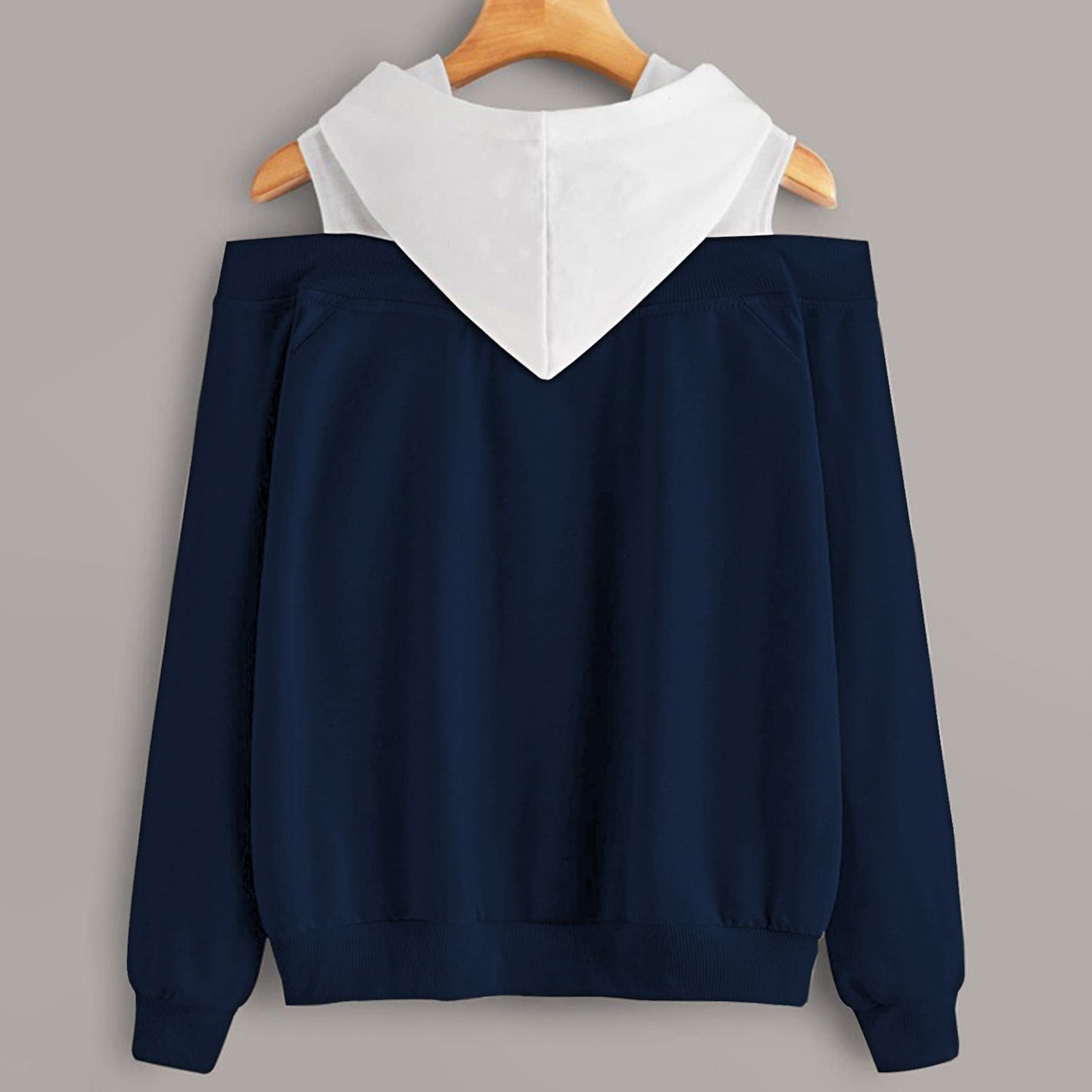 2 In 1 Colorblock Cold Shoulder Hoodie