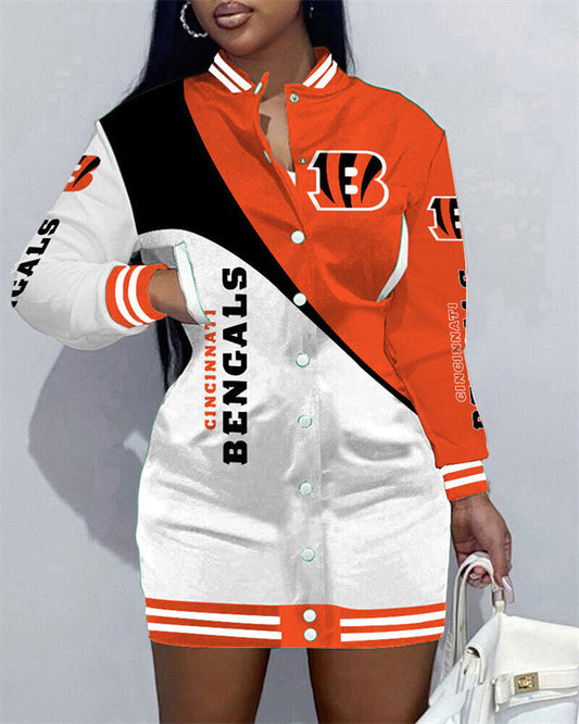 Cincinnati Bengals
Limited Edition Button Down Long Sleeve Jacket Dress