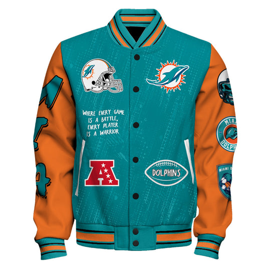 Miami Dolphins National Football League Conquer Every Field Unisex Varsity Jacket